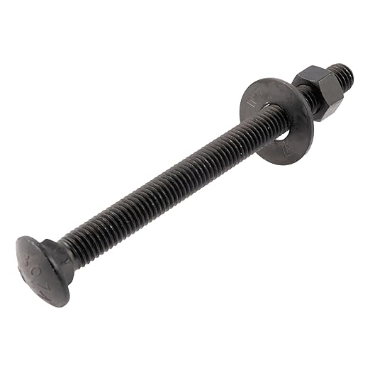 1/2 in. x 6 in. Black Carriage Bolt Kit Includes 12 Bolts, 12 Washers, and 12 Nuts, Ceramic Black Ruspert Coated for Exterior Use - 2X Rust Resistance of Galvanized by Makers Bolt