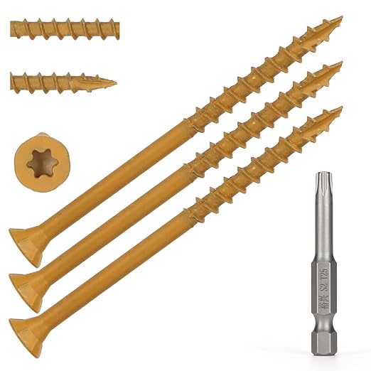 Wood Screws #10 x 3’’, T25 Star Torx Drive Flat Head Deck Screws, Tan, 67Pcs (1lb)