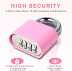 DELSWIN 4-Digit Combination Lock Outdoor Padlock - Heavy Duty Locker Lock with Hardened Steel Shackle, Waterproof Combo Lock for Gym Locker, Hasp Storage, Shed, Fence, Gate (Pink,1Pcs)