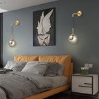 KCO Lighting Modern Glass Globe Wall Sconce Minimalist Gold Wall Mounted Sconce Light with Smoke Grey Lampshade Round Wall Lamp for Bathroom Mirror Bedroom (Smoke Grey-2PC)