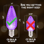 HLO Lighting Set of 25 Purple c9 Faceted LED Christmas Light Bulbs for Indoor & Outdoor Use | Durable Replacement Bulb