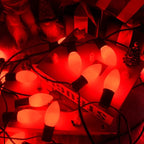 C9 Incandescent Christmas Lights Red Bulb,C9 Red Ceramic Replacement Bulbs for Christmas String Lights Indoor and Outdoor Decorations, E17 Candelabra Base, 7 Watts Night Light Bulbs,25 Pack