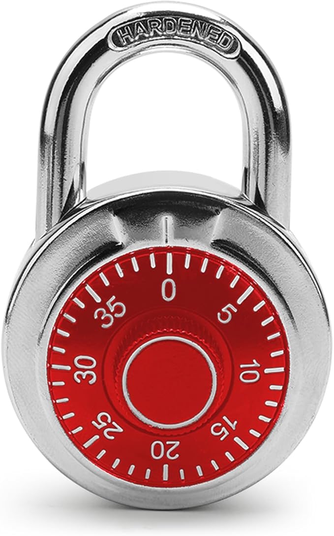 Combination Padlock,Lock for Gym and School Lockers Safe,Red Turntable,Mini Combination Lock(Pack of 1)