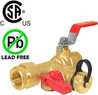 Beduan Water Heater Service Valve Kit 3/4" IPS Isolator Tankless with Pressure Relief Valve, Clean Brass Construction