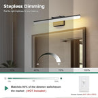 Black Vanity Light 24", 18W LED Bathroom Light Bar with 5CCT, Adjustable Angle & ETL Dimmable Driver – Modern Bathroom Vanity Light Fixture for Mirror, Powder Room, Bedroom, Apartment, Hotel