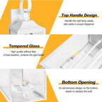 19" White Outdoor Wall Lantern 2-Light, Large Modern Wall Sconce Light Fixture, Industrial Porch Light with Glass, Waterproof Farmhouse Exterior Lamp