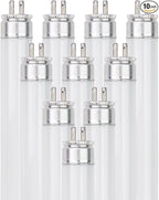 Sunlite 9-Inch F6T5/CW T5 Linear Fluorescent Lamp, 6 Watts, 240 Lumens, 4100K Cool White, Miniature G5 Bi-Pin Base, ROHS Compliant, High Performance Straight Tube, 10 Pack