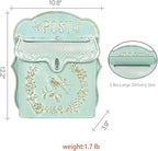 Mailbox Wall Mount Mailboxes for Outside Vintage Mail Boxes for House Outside Metal Drop Box Antique Style Nostalgic Charm Home Decorative, Bird Pattern, Green