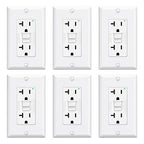 ELEGRP GFCI Outlet 20 Amp, Self-Test GFI Electrical Outlet with Narrow Design, GFCI Receptacle with LED Indicator, UL Listed, White, Wall Plate Included, 6 Pack