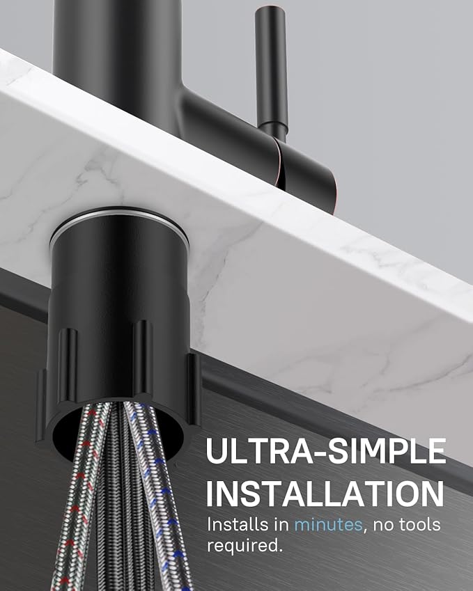 WEWE Kitchen Faucets with Pull Down Sprayer, Stainless Steel Single Handle 1 Hole for Family Kitchen Commercial Camper Laundry Rv Bar, Oil Rubbed Bronze