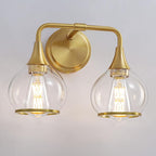 Gold Bathroom Light Fixtures 2-Lights Vanity Lights with Clear Glass Shade Bathroom Vanity Light 14 Inch Wall Sconces(Exclude E26 Bulb)…