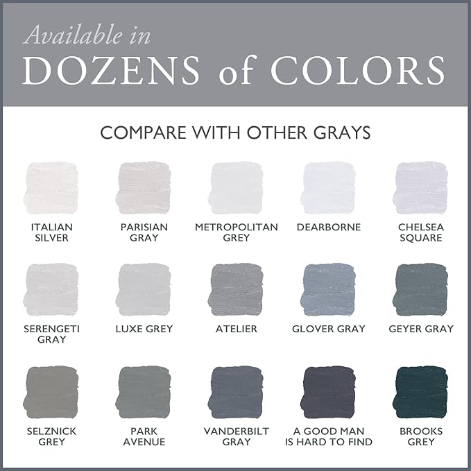 AMY HOWARD AT HOME Chalk-Based One Step Paint for Furniture, Cabinetry, Decor, Finish, and More | No Stripping, Sanding, or Priming | Ultra-Light Base | 16 Ounce | Luxe Gray