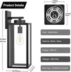 Large Size Outdoor Wall Light Fixtures, Exterior Lighting Fixtures Porch Sconces Wall Mounted, Waterproof Black Outdoor Wall Lanterns Lamps, Outside Lights for House Patio Front Door Entryway, 2-Pack