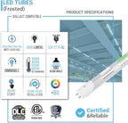4FT T8 LED Tube Light, Type A+B, 12W/15W/18W/22W, 3000K | 4000K | 5000K | 6500K, Single and Double End Powered, Plug and Play or Ballast Bypass, 2860 Lumens, F32T8, 120-277V, Frosted Cover (12 Pack)