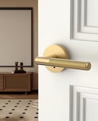 Asidrama 4 Pack Champagne Bronze Privacy Door Handles, Door Lever with Door Knobs Indoor for Bedroom or Bathroom, Heavy Duty Door Handles Interior with Locks for Left Right Sided Doors