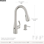 Moen 87014EWSRS Essie MotionSense Wave One-Handle Touchless Kitchen Faucet with Pull Down Sprayer and Soap Dispenser, Spot Resist Stainless