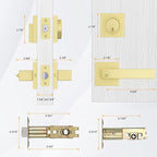 Haidms Gold Exterior Door Lock Set with Deadbolt, Gold Front Door Handle and Deadbolt Set, Entry Door Locksets, Heavy Duty Zinc-alloyed Front Door Lock Set (3 Pack)