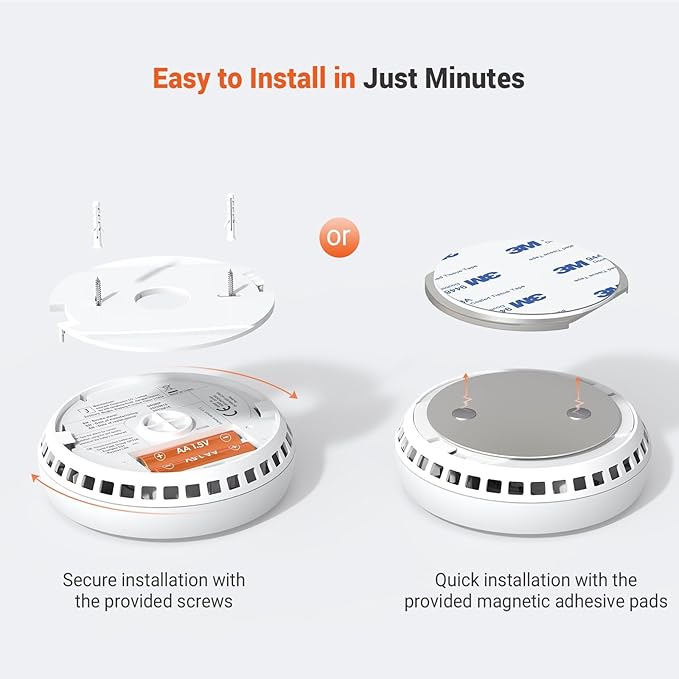 Jemay Smoke Detector, Fire Alarms Smoke Detectors with Advanced Photoelectric Technology, Smoke Alarm with LED Indicator & Silence Button, Replaceable Battery Included, 4 Packs
