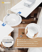 Ensenior 12 Pack 6 inch Gimbal Led Recessed Lighting, 90° Rotatable and 5CCT Selectable, Dimmable Eyeball Recessed Lights, Canless Angled Adjustable Ceiling Downlight, 1200LM, 12W=115W-FCC Certified