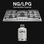 Empava 36 in. Gas Stove Cooktop 5 Italy Sabaf Sealed Burners NG/LPG Convertible in Stainless Steel, 36 Inch