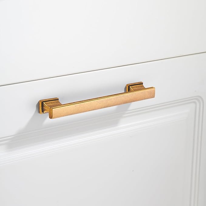 10 Pack 6 Inch Length|5 Inch(128mm) Hole Center Antique Brass Kitchen Cabinet Handles, Cabinet Pulls Kitchen Cabinet Hardware, Cupboard Pulls, Drawer Handles