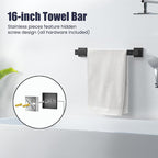Bathroom Hardware Accessories Set: 7-Pieces Bath Towel Bar Set, Towel Racks for Bathroom Wall Mounted, SUS304 Stainless Steel, Matte Black