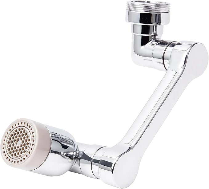 1080° Swivel Tap Extension, Swivel Robot Arm Bathroom Tap Extension, Kitchen Swivel Extension Filter with 2 Mode Splash Proofing (Long arm extender, Silver coloured)