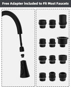 Hibbent 3-Function Pull Down Kitchen Faucet Head Replacement with 12 Adapters, NSF/ANSI/CAN 61 & CUPC Certified Sink Spray Nozzle, Compatible with Moen, Delta, Kohler Faucets, Matte black