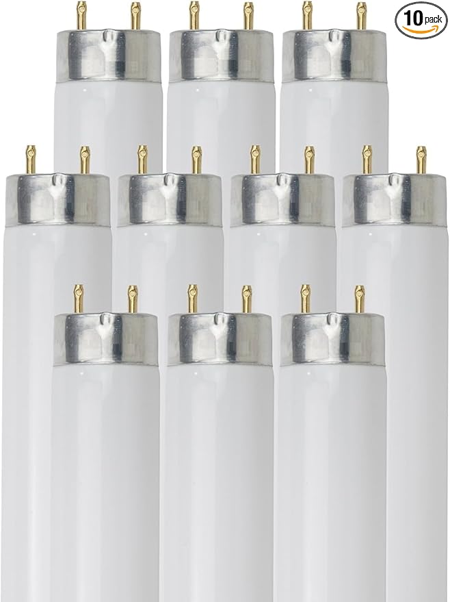 Diodesy- T8 Fluorescent Tube Light Bulb 36 Inch 25W 3500K Neutral White Medium 2-Pin G13 Base 2300 Lumens 3Ft Straight High Performance Replacement Linear Glass Lamp 20000 Hour Lifespan Pack of 10