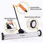 Toolwiz 36'' Magnetic Sweeper with Wheels, 50 Lbs Capacity Rolling Magnetic Floor Sweeper with Telescoping Holder and Quick Release Latch Industrial Heavy Duty Metal Pick Up 18/24/36 Inches
