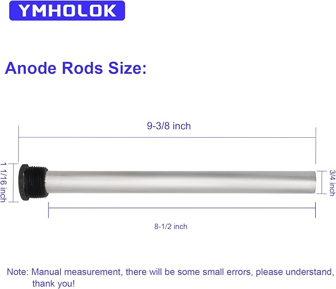 2PC RV Water Heater Anode Rods, 9.25" x 3/4" NPT Magnesium Anode Rod Fit for RV Water Heater, for Suburban & Mor-Flo Camper RV Water Heater