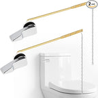 iFealClear 2 PCS Universal Brass Toilet Handle Lever Flush Replacement, Front Mount Toilet Tank Flusher Compatible with American Standard Toliets, Stainless Steel Flapper Chain, Chrome