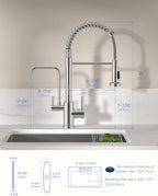 APPASO Kitchen Faucet with Drinking Water Faucet, 3 in 1 Pull Down Faucet with Purfied Water Faucet, 20 Inches High Arc Kitchen Water Filter Faucet, Brushed Nickel (Without Filtration Device)