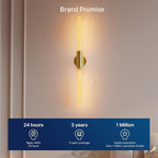 FLSNT 2 Light Modern Brushed Gold Wall Sconce with E26 Sockets, Includes 4W Dimmable Gold-Tinted T30 Bulbs, 2200K Warm Amber Glow, 90CRI, Steel Construction, Vintage Wall Light for Living Room