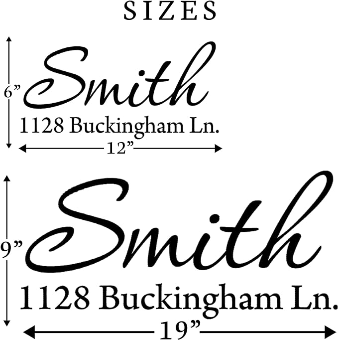 Mailbox Decals Personalized Address and Street Name Outdoor Stickers VWAQ-CMB1 (12 Inch X 6 Inch, Black)