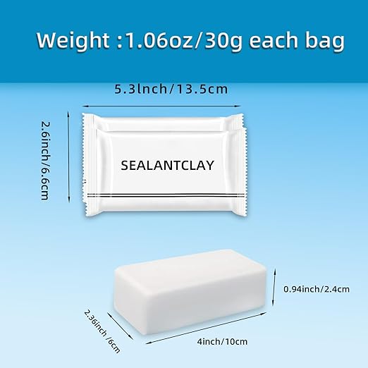 Pack of 8 White Seal Putty Waterproof Duct Seal Repair Sealing Clay, Quick Mending Mud for Drain Connection, Wall Hole, Air Conditioning Hole