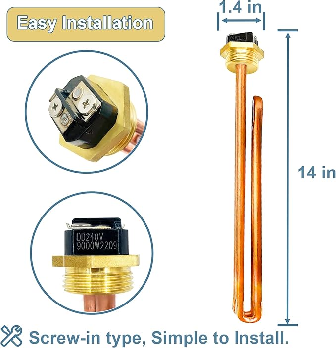 Upgrade HE 90240 Heating Element, For Ecosmart ECO 18 24 27 36, Rheem, Eemax, Richmond Electric Tankless Water Heaters, Water Heater Element Heater Parts, 9KW 18KW 27KW 36KW 240V, 3 Pack