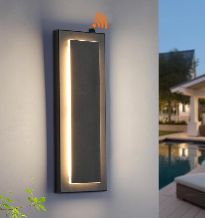 tewei LED Outdoor Wall Sconce Dusk to Dawn Outdoor Lighting, Modern Exterior Lighting Fixtures Matte Black LED Outdoor Wall Lights for House Front Porch, Warm White 3000K, 1 Pack