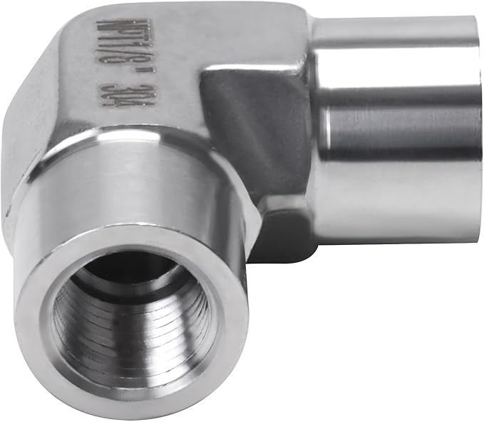 90 Degree Street Elbow - 1/8" NPT Female to 1/8" NPT Female Stainless Steel 304 Heavy Duty Forged Barstock Street Elbow Adapter Pipe Fitting (pack of 5)