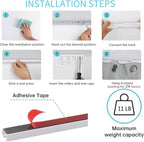 Self Adhesive Ceiling Or Wall Curtain Track 12FT No Drill Rod, No Damage Curtain Track Hangers, Adhesive Curtain Rod For Windows Cabinet Closet Bathroom Shower