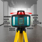 Takamine Rotary Laser Level Kit, Red Beam 635nm Wavelength, 800M Measuring Range, Horizontal/Vertical Self-Leveling, 5 Scan Angle and Rotation Speed Adjustment, Includes Remote Control, Receiver.