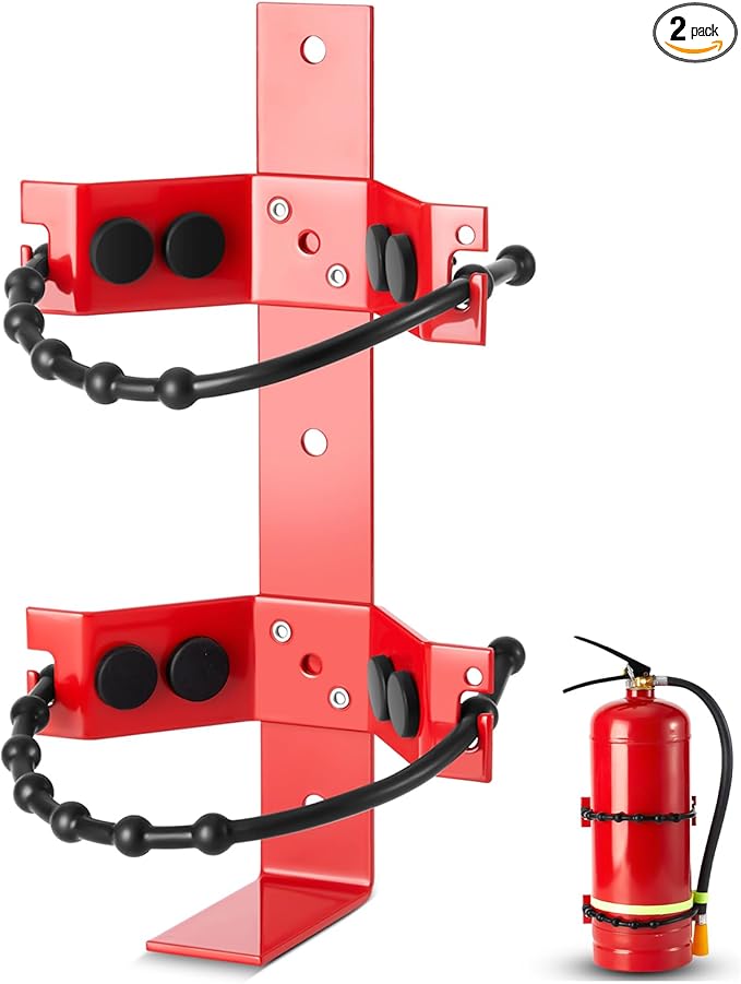2 Pcs Fire Extinguisher Mount Bracket Adjustable, Supports up to 10 Lbs, Heavy-Duty and Easy Installation, Ideal for Home, Truck, Rv, Boat, Commercial Use, Secure and Durable Holder