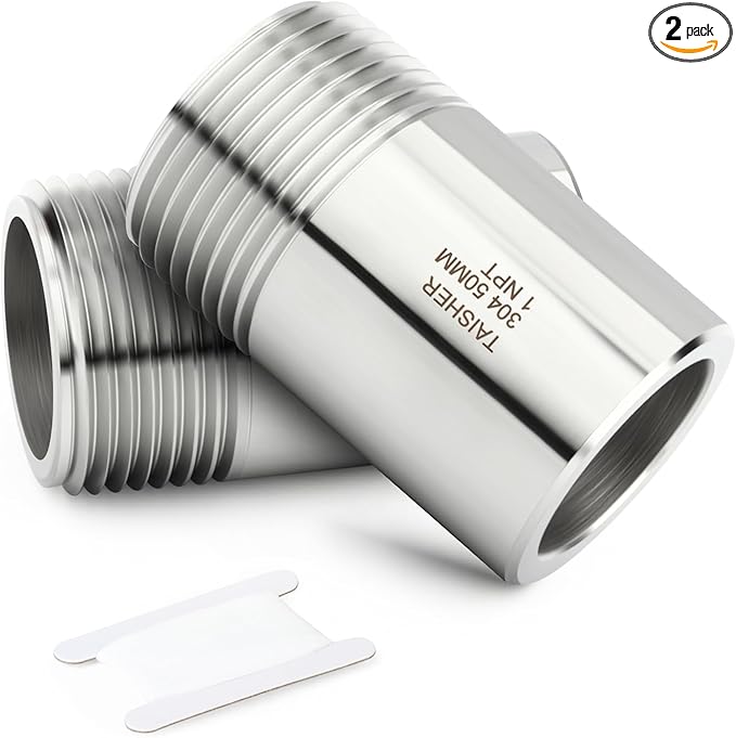 TAISHER 2PCS 304 Stainless Steel Pipe Fittings, 1" NPT Male Threaded, 2" Length Weld Nipple Cast Pipe