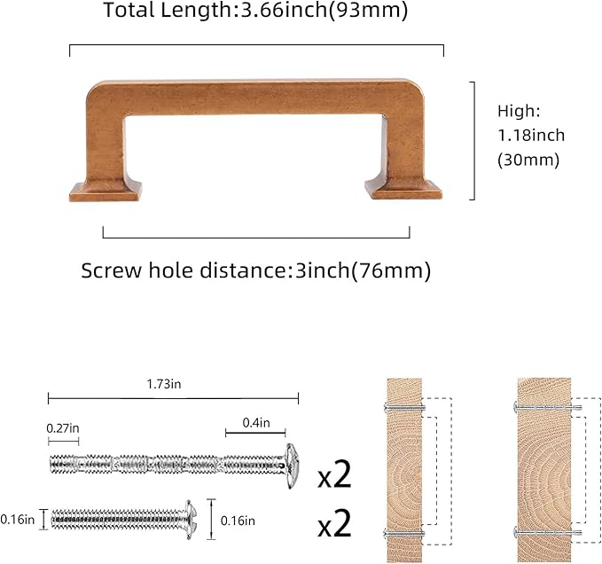 COTYKILEY 10 Pack 3Inch(76mm) Antique Brass Kitchen Cabinet Handles and Pulls - Vintage Drawer Handles in Aged Gold Bronze Finish