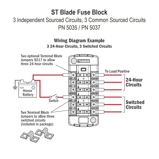 Blue Sea Systems 5037 ST Blade Fuse Block - Six Independent Circuits, 40 Amps