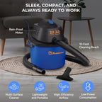 Koblenz WD-2L Portable Wet Dry Vacuum, 2-Gallon 2 PHP Suction Plus Blower Vacuum Cleaner for Liquids, Dust, Pet Hairs, 10' Reach, Ideal for Home, Car, Garage, Shop, Accessories Included, Blue/Black