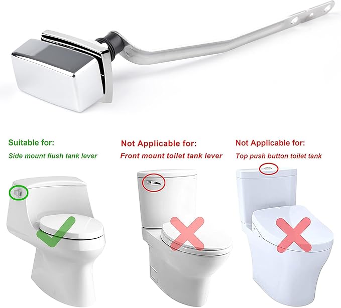 Toilet Flush Handle Replacement, Side Mount Toilet Tank Lever Fit for Kohler 85114-CP Trip Lever Kit, Polished Chrome