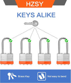 Padlocks Keyed Alike, Pack of 48, Laminated Steel Keyed Lock (1-9/16", 40mm), Padlocks with Same Key, Long Shackle, for Toolbox, Locker & StorageUnit or More