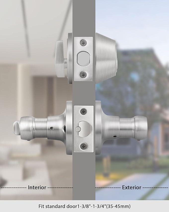 Gobrico Keyed-Alike Entry Door Lever and Deadbolt Locksets (Single Cylinder Deadbolt Keyed One Side) Satin Nickel Same Key Front Exterior Door Lockset with Knob and Deadbolt, Set of 4