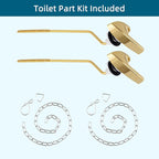 2Pack Universal Side Mount Toilet Handle Replacement Kit Compatible with Kohler K-GP30324-CP/Glacier Bay Toilet with Flapper Chains, Metal Toilet Flusher Lever, Shiny Gold